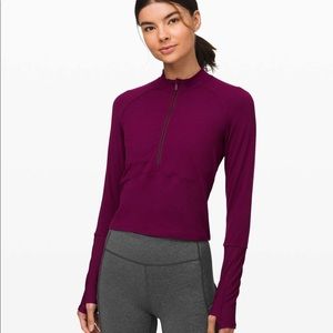 Lululemon It’s Rulu Cropped Sleeve Half Zip Cropped Marvel Maroon